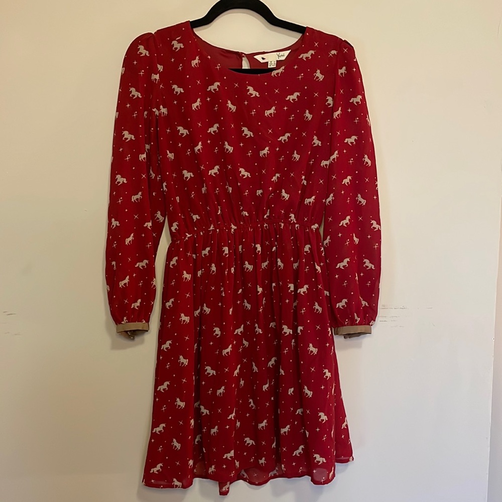 Yumi Red Unicorn Dress US 6/8 UK 12